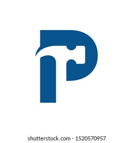 Letter P Hammer Building Services, Repair, Renovation and Construction Logo Design 