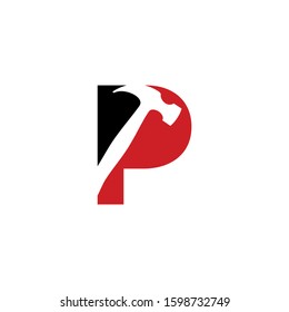 Letter P With Hammer Logo Design Template 001