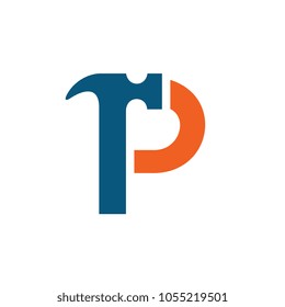 Letter P Hammer Vector Logo

