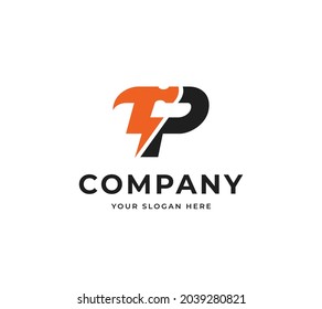Letter P Hammer Vector Logo Design. Creative Modern Technology Power Logo Design