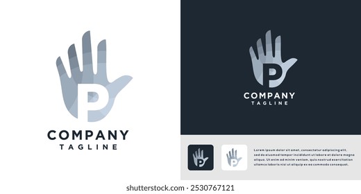Letter P hand logo design template	
