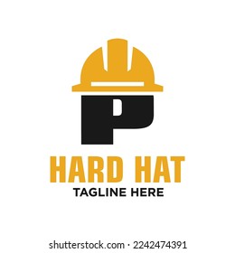 Letter P Hard Hat Logo Design Template Inspiration, Vector Illustration.