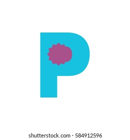 letter p with head silhouette logo vector