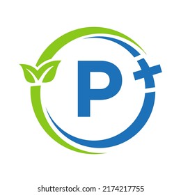 Letter P Healthcare Logo. Doctor Logo on Alphabet P Sign. Medical Pharmacy Plus Symbol Design