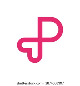 Letter P Heart Logo Design Stock Vector (Royalty Free) 1874058307 ...