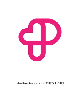 Letter P Heart Logo Design Stock Vector (Royalty Free) 2182915183 ...