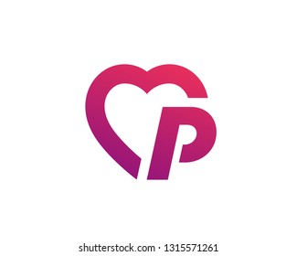 Letter P heart logo icon design template elements