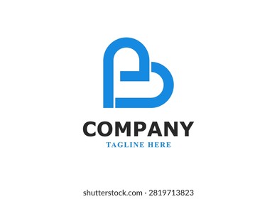 Letter P Heart Shape Line Art Logo Modern Minimalist Company Monogram