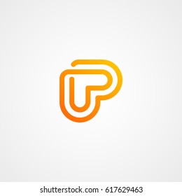 letter p with heart shape logo icon