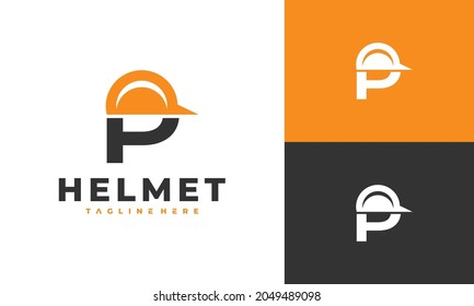 letter P helmet construction logo