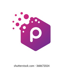 Letter P Hexagon Bubbles Vector