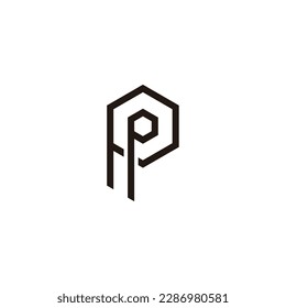 Letter p hexagon lines,  geometric symbol simple logo vector