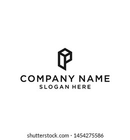 letter p hexagon logo design vector illustration template