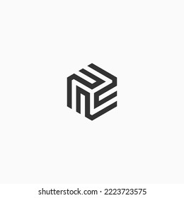 letter p hexagon logo design vector illustration template