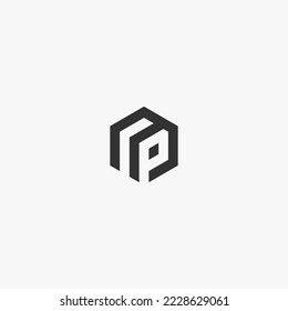 letter p hexagon logo design vector illustration template