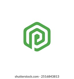 Letter P Hexagon Logo design vector template