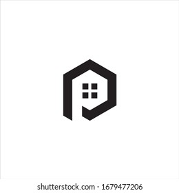  letter P home  hexagon logo design  vector image