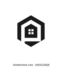 letter P and home icon vector logo.