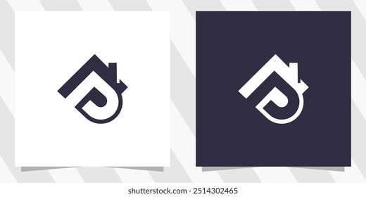 letter p with home logo design vector
