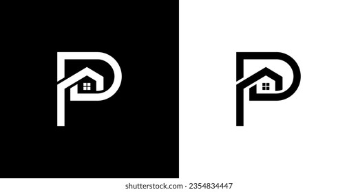 Letter P Home Logo, Initial P home Logo, Letter P house Logo, Real Estate, Property, Construction, Icon, Vector