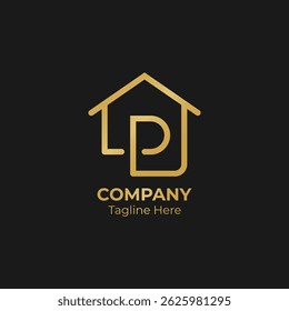Letter P home luxury logo. Real estate architecture construction icon design.