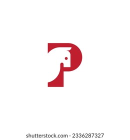 letter P and horse head vector illustration for icon,symbol or logo. letter P initial logo