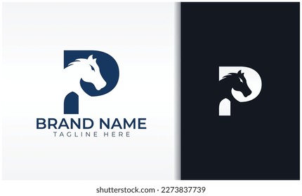 Letter P Horse Logo Vector