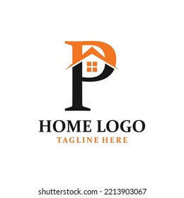 Letter P House Logo Design Template Inspiration, Vector Illustration.
