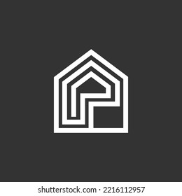 Letter P House Logo Design Vector Illustration Template