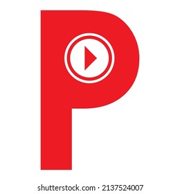 letter P icon background logo and play video brochure banner 