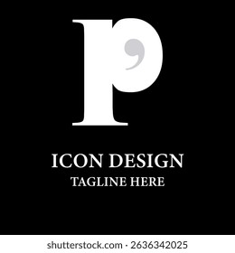 Letter P icon comma fill logo design