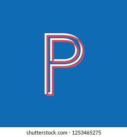 letter P icon constructed with lines, notice effect neon vector