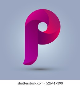 Letter P icon design and elegant typographic concept icon. gradient purple and red color