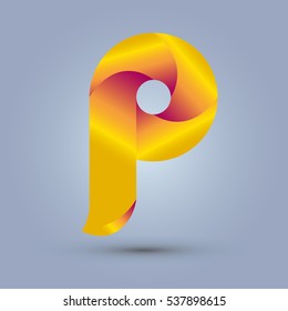 Letter P icon design and elegant typographic concept. gradient red and yellow