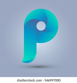 Letter P icon design and elegant typographic concept. gradient blue and green