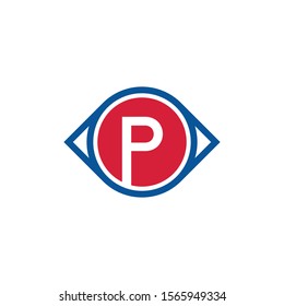 Letter P Icon Design With Vision Circle. Glance or Eye Letter Creative Business Alphabet Logo Icon.