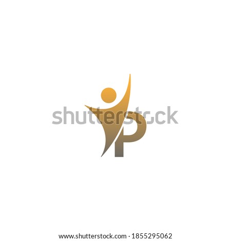 Letter P  icon logo with abstrac sucsess man in front, alphabet logo icon creative design illustration