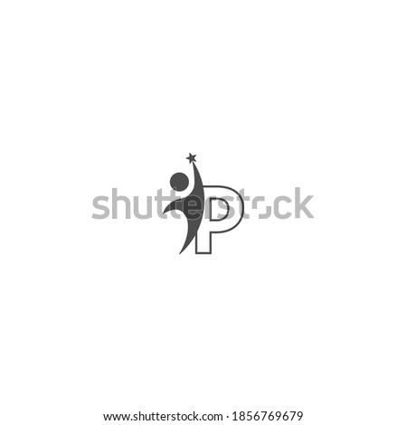 Letter P icon logo with abstrac sucsess man in front, alphabet logo icon creative design illustration