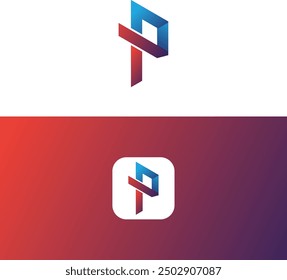 Letter P icon logo design on two sides background-illustration. Letter P logo icon design template elements. P letter icon logo by colorful gradient vector design.
