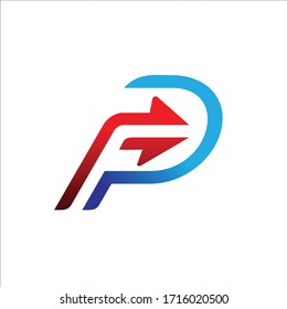 letter p icon logo formed arrow vector design