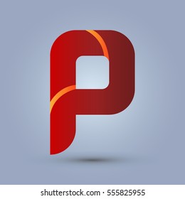 Letter P icon and logo template.  New design and elegant typographic concept. Two line yellow. red