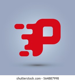 Letter P icon and logo template.  New Flat design and elegant typographic concept. spread the font. red
