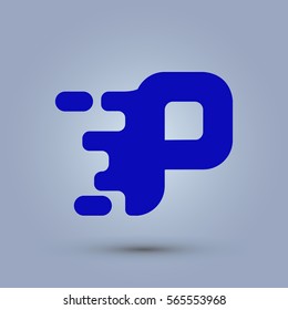 Letter P icon and logo template.  New Flat design and elegant typographic concept. spread the font. Blue