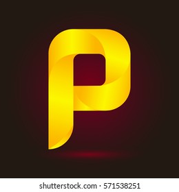 Letter P icon and logo template.  New design and elegant typographic concept. twisted, yellow