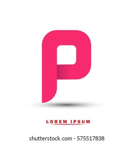 Letter P icon and logo template.  New design, elegant, and simple typographic . pink color. 3D