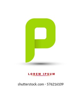 Letter P icon and logo template.  New design, elegant, and simple typographic . green