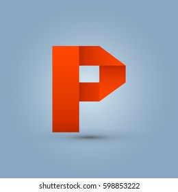 Letter P icon and logo template.  New design and elegant typographic. orange ribbon