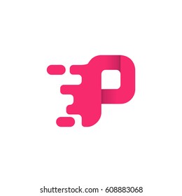 Letter P icon and logo template. elegant typographic concept. pink