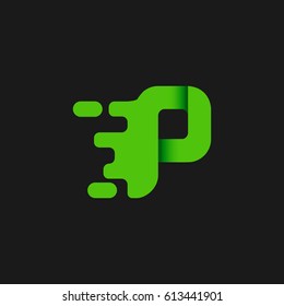 Letter P icon and logo template. elegant typographic. green