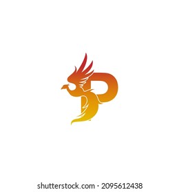 Letter P icon with phoenix logo design template illustration